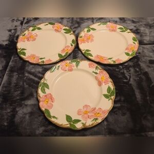 Set of 3, Franciscan Desert Rose, Dinner Plates, 1949-1953, Mint Condition